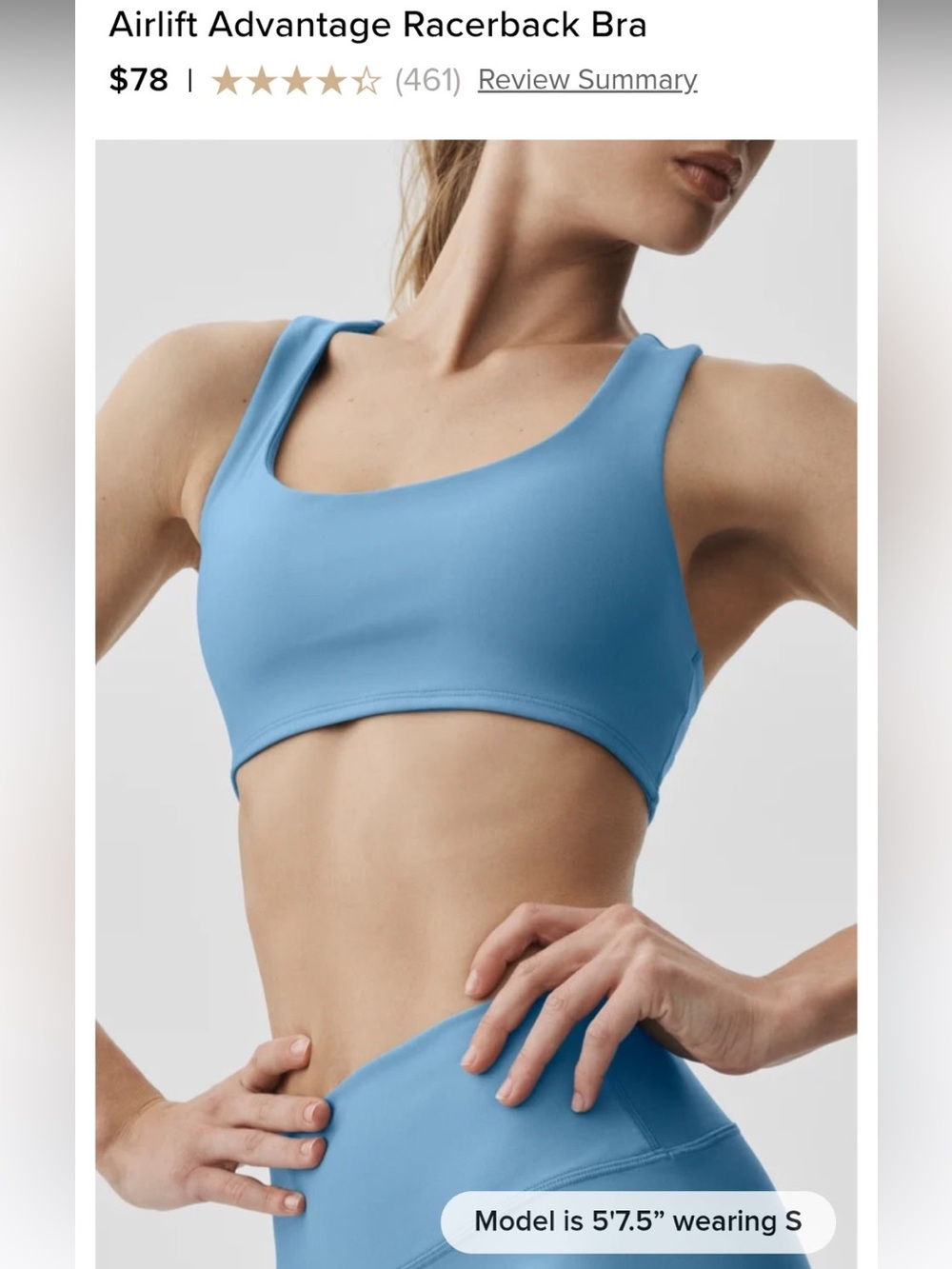 ALO Yoga Airlift Advantage Racerback Bra in Sky Blue